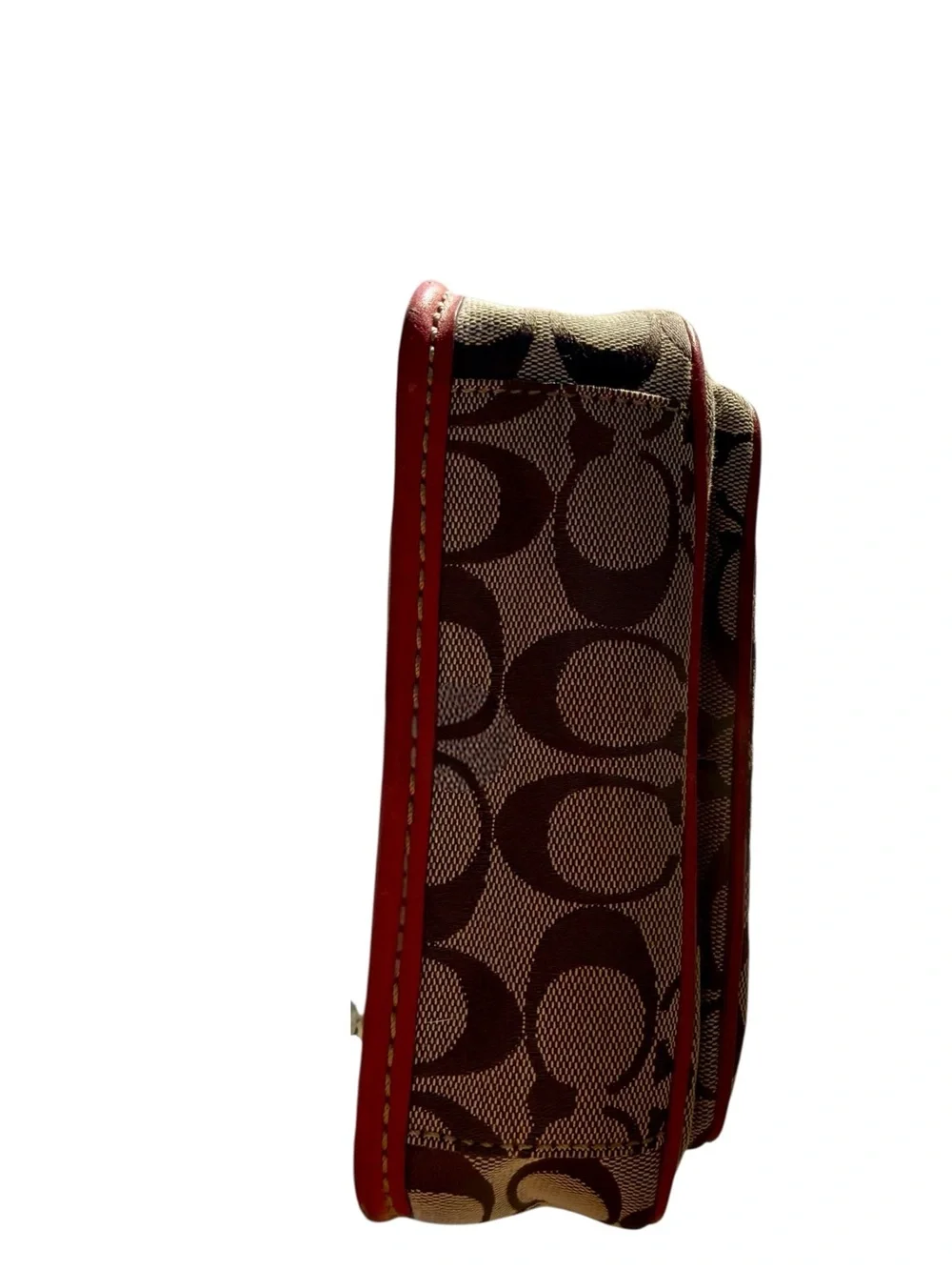 Vintage Y2K Coach Bleecker Legacy Flap Bag Signature Canvas Red Orange 11434